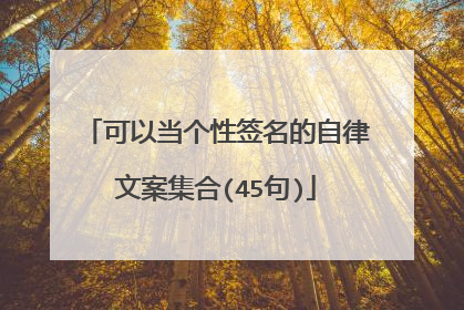 可以当个性签名的自律文案集合(45句)