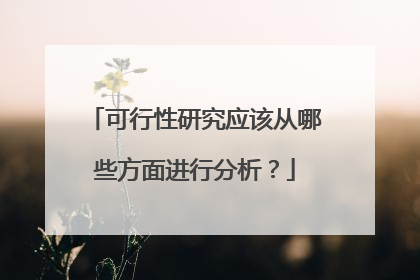 可行性研究应该从哪些方面进行分析？