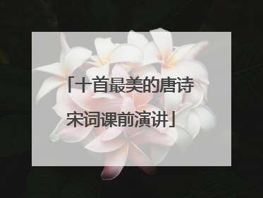 十首最美的唐诗宋词课前演讲