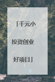 千元小投资创业好项目