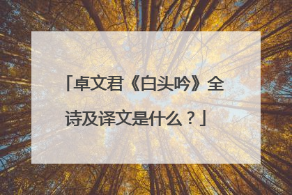 卓文君《白头吟》全诗及译文是什么？