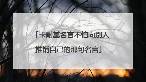 卡耐基名言不怕向别人推销自己的那句名言