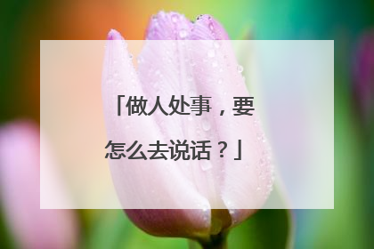 做人处事，要怎么去说话？