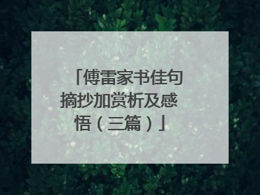 傅雷家书佳句摘抄加赏析及感悟(三篇)