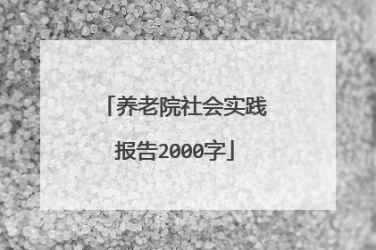 养老院社会实践报告2000字