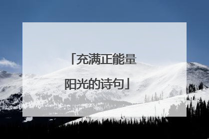 充满正能量阳光的诗句