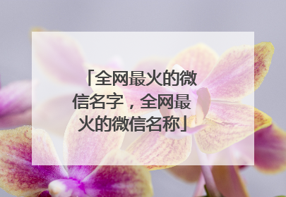 全网最火的微信名字,全网最火的微信名称