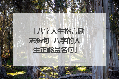 八字人生格言励志短句 八字的人生正能量名句