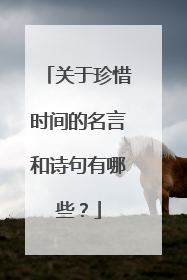 关于珍惜时间的名言和诗句有哪些？