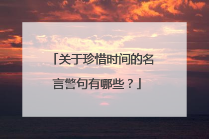 关于珍惜时间的名言警句有哪些？