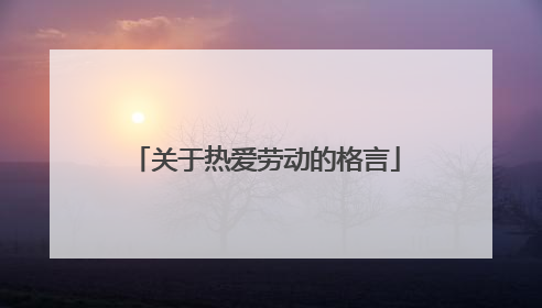 关于热爱劳动的格言