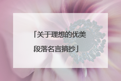 关于理想的优美段落名言摘抄