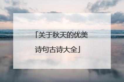 关于秋天的优美诗句古诗大全