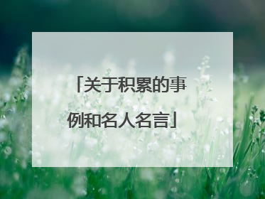 关于积累的事例和名人名言