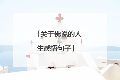 关于佛说的人生感悟句子