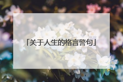 关于人生的格言警句