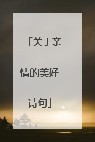 关于亲情的美好诗句