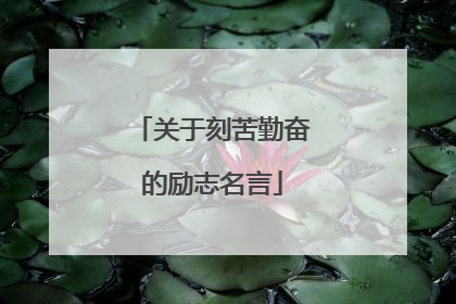 关于刻苦勤奋的励志名言