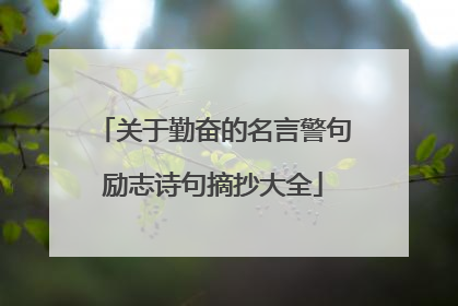 关于勤奋的名言警句励志诗句摘抄大全