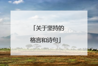 关于坚持的格言和诗句
