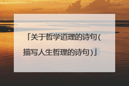 关于哲学道理的诗句(描写人生哲理的诗句)