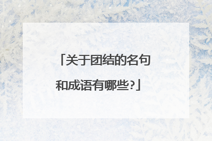 关于团结的名句和成语有哪些?