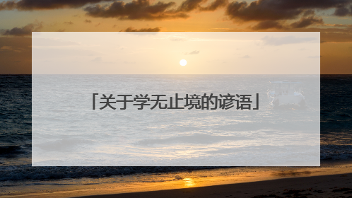 关于学无止境的谚语