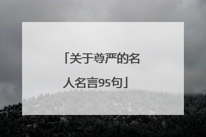 关于尊严的名人名言95句