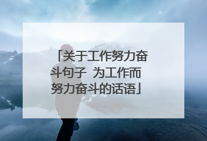 关于工作努力奋斗句子 为工作而努力奋斗的话语