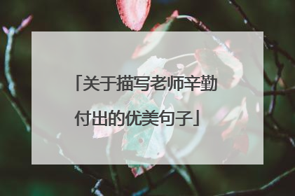 关于描写老师辛勤付出的优美句子