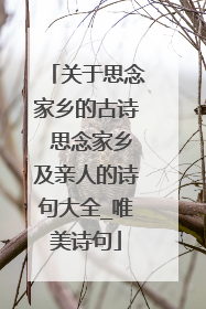 关于思念家乡的古诗 思念家乡及亲人的诗句大全_唯美诗句