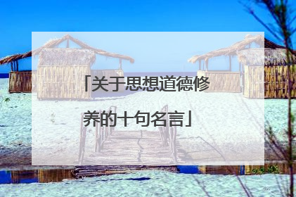 关于思想道德修养的十句名言