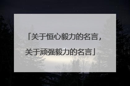 关于恒心毅力的名言,关于顽强毅力的名言