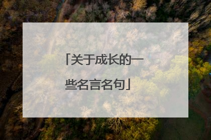 关于成长的一些名言名句