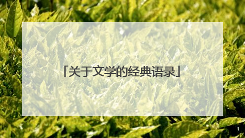 关于文学的经典语录