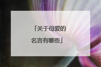 关于母爱的名言有哪些