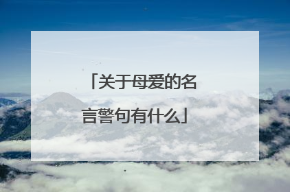 关于母爱的名言警句有什么