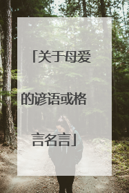 关于母爱的谚语或格言名言