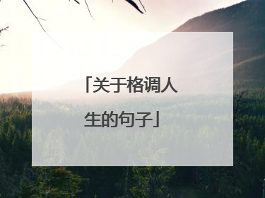 关于格调人生的句子