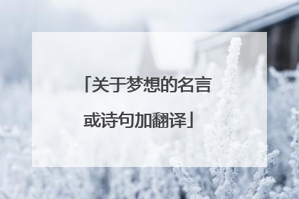 关于梦想的名言或诗句加翻译