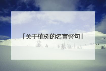 关于植树的名言警句