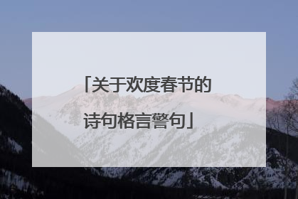 关于欢度春节的诗句格言警句