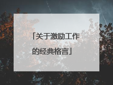 关于激励工作的经典格言