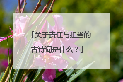 关于责任与担当的古诗词是什么?