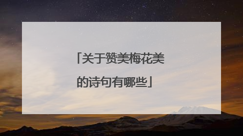 关于赞美梅花美的诗句有哪些
