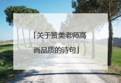 关于赞美老师高尚品质的诗句