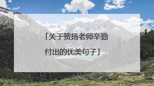 关于赞扬老师辛勤付出的优美句子