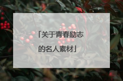 关于青春励志的名人素材