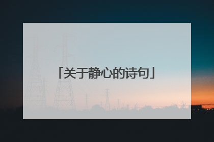 关于静心的诗句