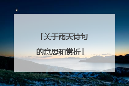 关于雨天诗句的意思和赏析
